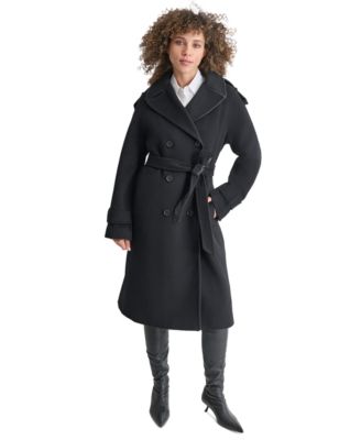 DKNY - Women's Wool Blend Double-Breasted Wrap Coat