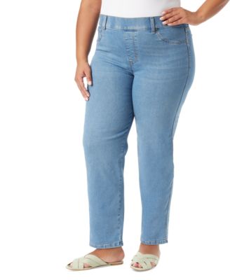 Gloria Vanderbilt - Plus Size Pull-On Straight-Leg Jeans