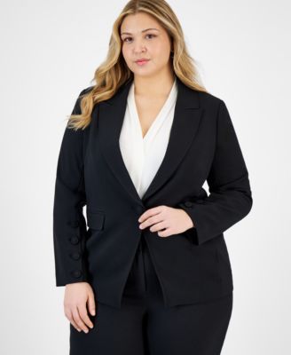 Tahari ASL - Plus Size Long-Sleeve One-Button Blazer