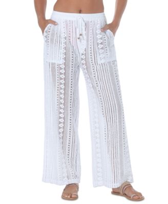 Raviya - Women's Crochet Pull-On Cover-Up Pants