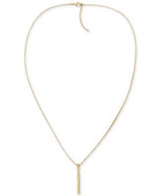 Tommy Hilfiger - Gold-Tone Linear Logo Bar Necklace, 26" + 2" extender