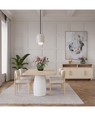 Furniture - Lunare 5 Pc. Set (Sand Rectangular Table & 4 Curved Chairs)