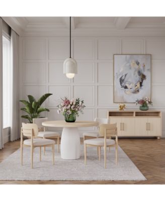 Furniture - Lunare 5 Pc. Set (Sand Round Table & 4 Curved Chairs)