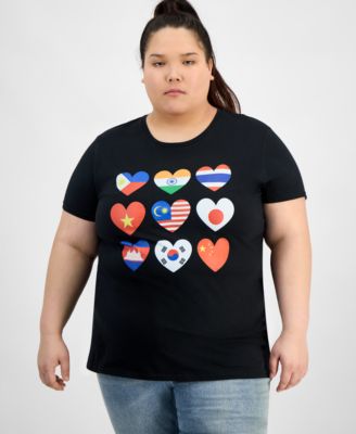 Hybrid Apparel - Trendy Plus Size AAPI Hearts Graphic Tee