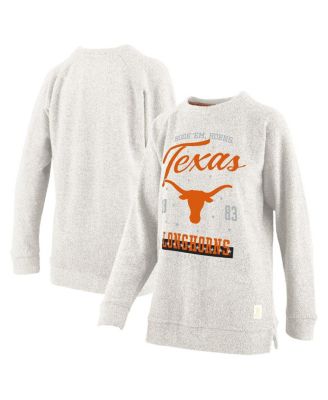 Pressbox - Women's  Oatmeal Texas Longhorns Plus Size Comfy Cairo Terry Pullover Sweatshirt