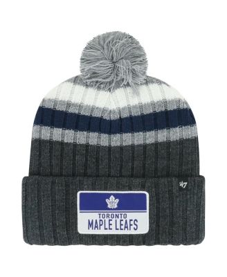 '47 Brand - Men's Gray Toronto Maple Leafs Stack Patch Cuffed Knit Hat with Pom