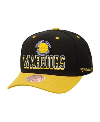 Mitchell & Ness - Men's Black/Gold Golden State Warriors Backside Script Two-Tone Pro Crown Adjustable Hat