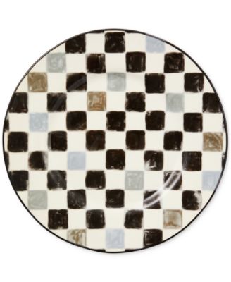 MacKenzie-Childs - Black Check Stoneware Dinner Plate