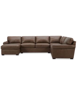Radley Roll Arm 139" 5-Pc. Leather Square Corner Chaise Sectional, Exclusively at Macy's image