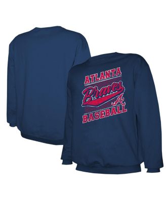 Stitches - Men's  Navy Atlanta Braves Pullover Sweatshirt