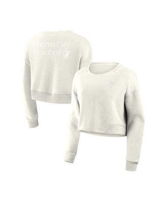 Fanatics - Women's Cream Baltimore Orioles Relax Studio Cropped Pullover Sweatshirt