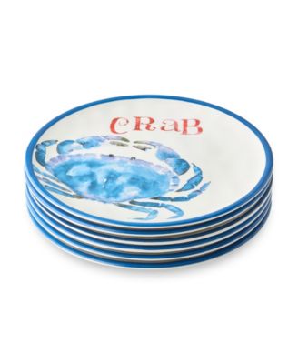 Beach House Crab Melamine Salad Plates, Set of 6 image