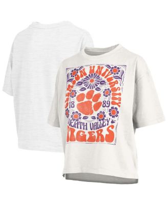 Pressbox - Women's White Clemson Tigers Harmony Oversized T-Shirt