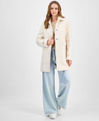Maralyn & Me - Juniors' Button-Front Boucl&eacute; Coat