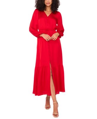 1.STATE - Women's Drawstring-Waist Button-Front Maxi Dress