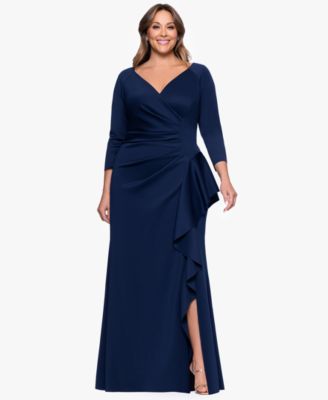 XSCAPE - Plus Size V-Neck Long Sheath Dress