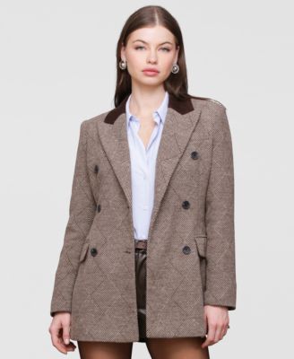 Avec Les Filles - Women's Double-Breasted Blazer Coat