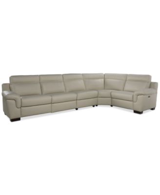 Julius II 5-Pc. Leather L Sectional with 3 Power Recliners, Macy's Exclusive image