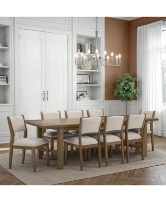 Furniture - Nordic 9-Pc Dining Set (Table + 8 Upholstered Side Chairs)