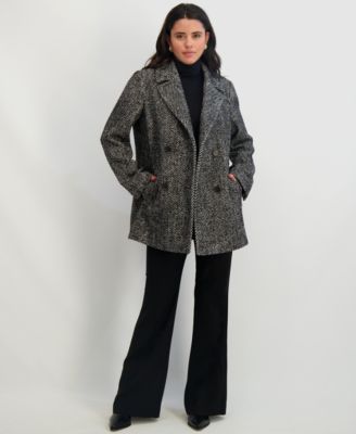 Tahari - Women's Notched-Collar Button-Front Coat