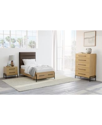 Furniture - Linstead 3-Pc. Twin Upholstered Storage Set (Bed, Chest & Nightstand)