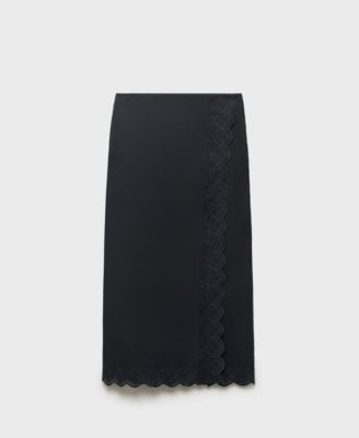 MANGO - Women's Embroidered Cotton Skirt