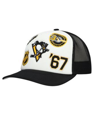 Mitchell & Ness - Men's White/Black Pittsburgh Penguins Gridlock Trucker Adjustable Hat