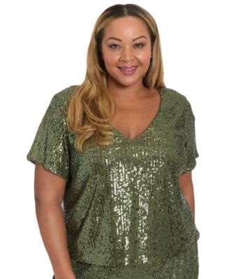 Plus Size Cropped Sequin Short-Sleeve T-Shirt image