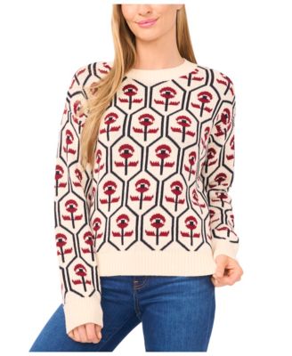 CeCe - Women's Jacquard Mock Neck Sweater