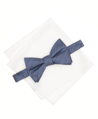 Alfani - Men's Balaton Stripe Bow Tie & Solid Pocket Square Set