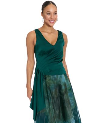 Muse - Women's&nbsp;Asymmetrical Pleated V-Neck Top