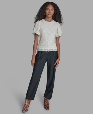 BCBG - Women's Short Sleeve Lace Blouse