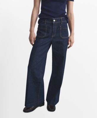MANGO - Women's Pockets Wide Leg Jeans