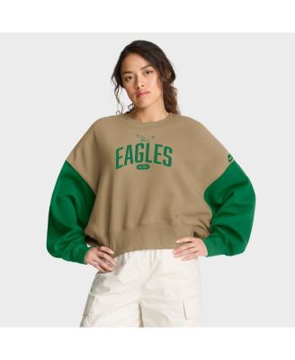 Nike - Women's Tan Philadelphia Eagles Oversized Rewind Pullover Sweatshirt