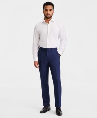 Alfani - Men's Slim-Fit Stretch Navy Blue Solid Suit Pants