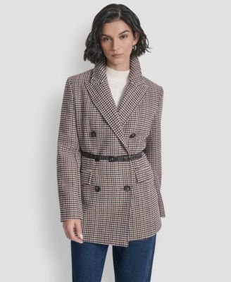 DKNY - Women's Short Double-Breasted Belted Coat