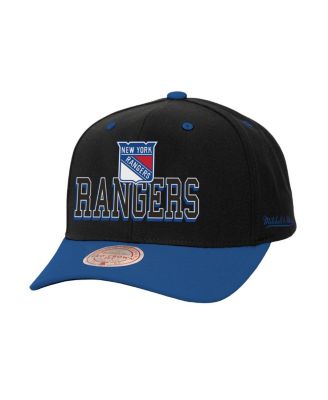 Mitchell & Ness - Men's Black/Blue New York Rangers Backside Script 2-Tone Pro Crown Adjustable Hat