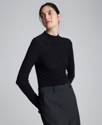 Kenneth Cole - Women's Front Ruched Long Sleeve Top