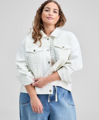 And Now This - Plus Size Crocheted Denim Jacket