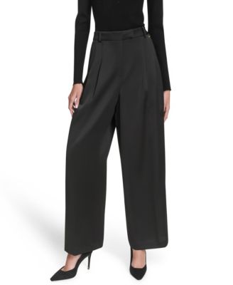 Halston - Women's Mid Rise Pleated Trousers