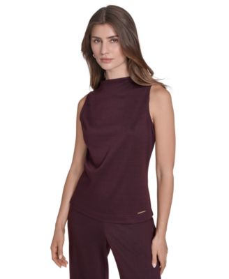 Halston - Women's Sleeveless Mock Neck Pull On Top