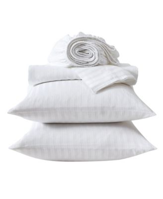 Solid Dobby Stripe 290-Thread Count Cotton 4-Pc. Sheet Set, Queen image