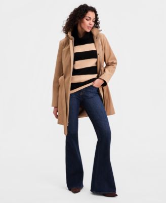 Calvin Klein - Petite Belted Zip-Front Raincoat