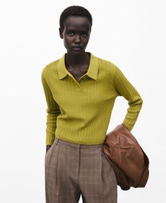 MANGO - Women's Polo-Neck Ribbed Sweater
