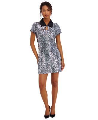 Kensie - Women's Sequin Collared Mini Dress