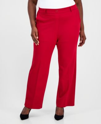 Kasper - Plus Size High Rise Straight Leg Pants