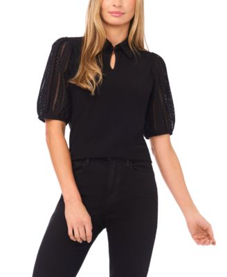 CeCe - Women's Short-Sleeve Keyhole Blouse