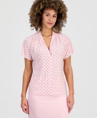 Kasper - Women's Printed Flutter Sleeve Blouse