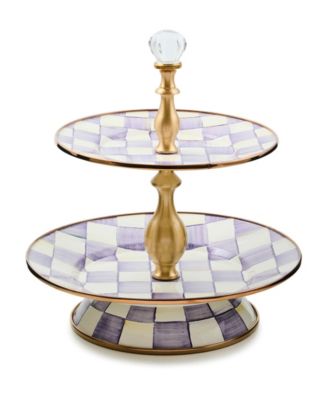 Violet Check Two Tier Handmade Sweet Stand image