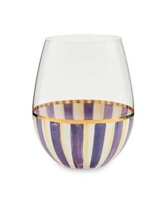 Violet Stripe Stemless Wine Glass image